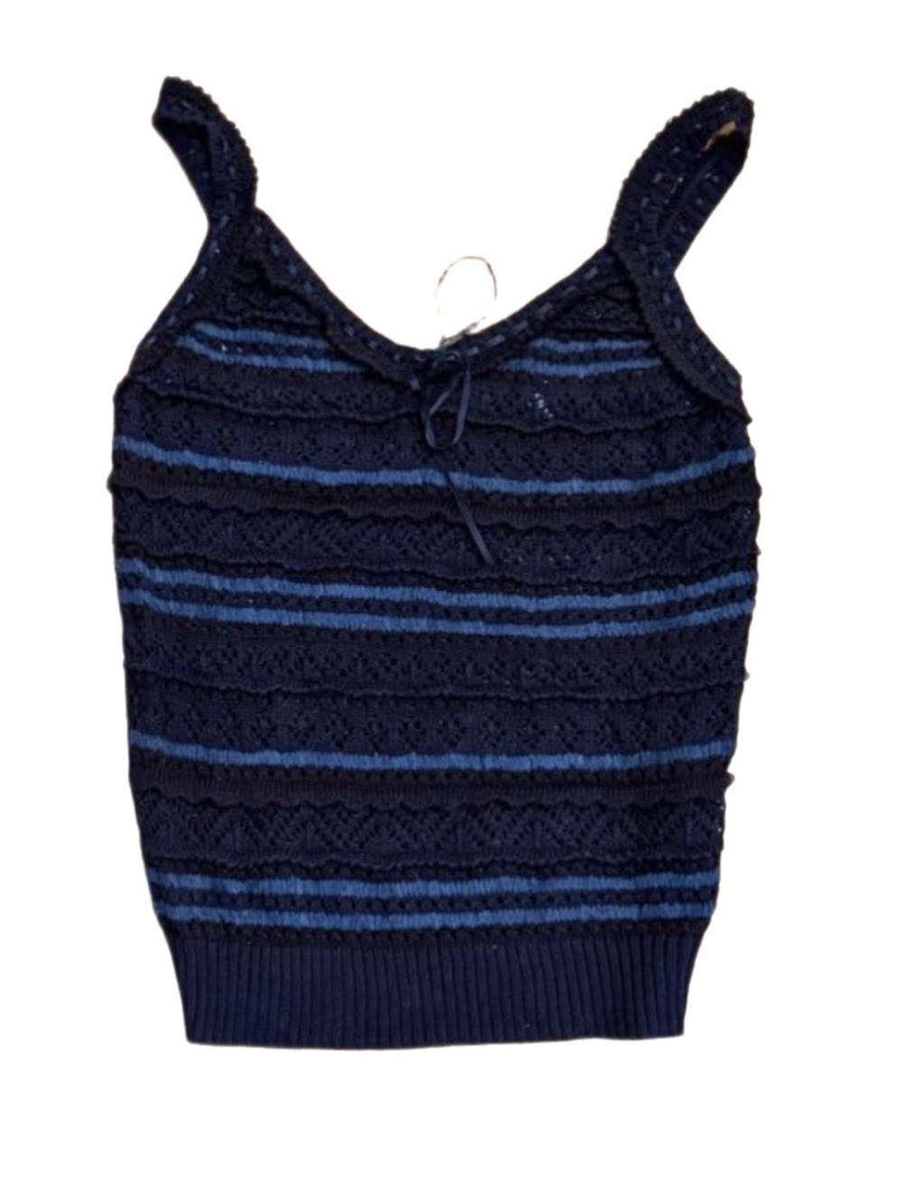 Never Worn Victorias Secret Moda Int’l navy crochet knit tank top bow detail M